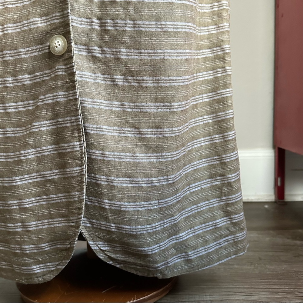 Chic brown white full Button-Down Striped Pencil … - image 4